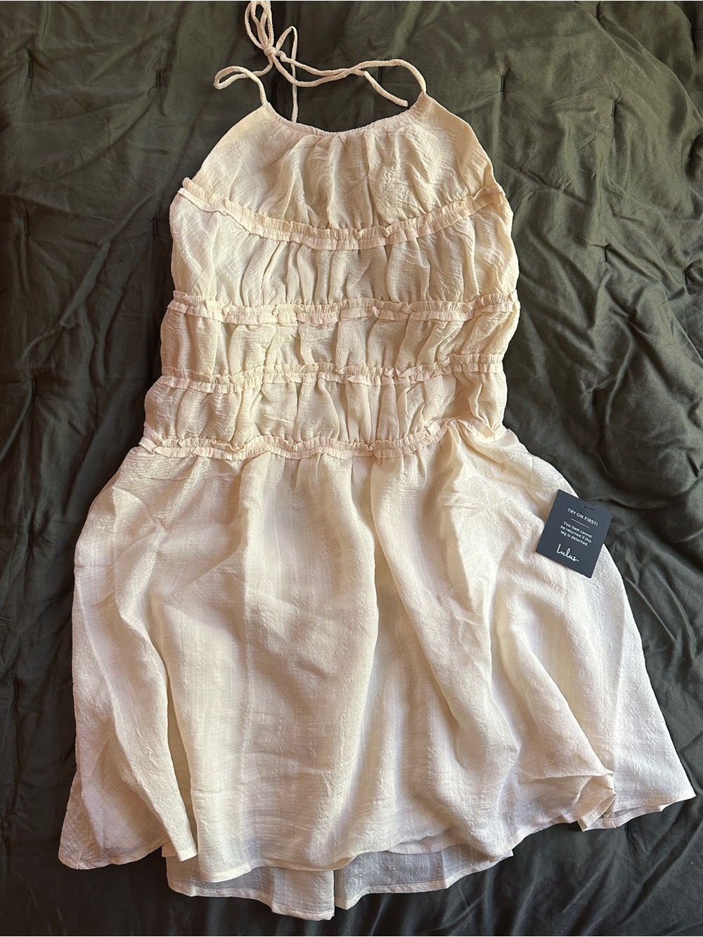 Lulus Cream Halter Sundress